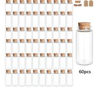 TEMU 30/48/60pcs, Botellas de Vidrio Pequeñas de 30ml con Tapones, con y Tapones y Etiquetas , Mini Tarros de Arena, Tarros de Concha, Botellas de Vidrio con Tapas, Tarros para Pastillas, Tarros para