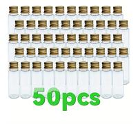TEMU 30/50pcs Botellas de Plásticas de 0.845oz con Tapas Doradas de Aluminio, Viales Redondos Transparentes PET Adecuados para Aceites Esenciales Diarios, Perfumes y Muestras de & Reactivos