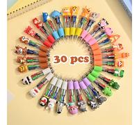 TEMU 30 bolígrafos mini multicolores con diseño de animales de , , azul, y verde. Escriben sin interrupciones y presentan 30 diseños diferentes de animales.