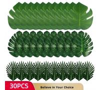 TEMU 30 Hojas Artificiales en Varios Estilos, Ideales para Decoración de Fiestas , Arreglos Temáticos de Jungla o Playa y Decoraciones de