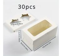 TEMU 30 Piezas Cajas para Cupcakes de Papel con 2 Compartimentos, Cajas de Regalo para Galletas con Ventana Transparente, Porta Cupcakes, Contenedores para Pastelería y Repostería