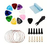 TEMU 30 Piezas de Accesorios para Guitarra, Seleccionadores ABS Clips Puente Tirafines Enrollador Cuerdas y Paño Microfibre - Colores Surtidos