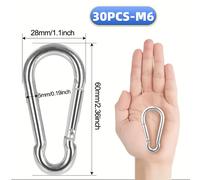TEMU 30 piezas de hebilla de de acero inoxidable M5/M6, anillo de llavero para exteriores, adecuado para juegos de columpio, acampar, pesca, senderismo, sin batería.