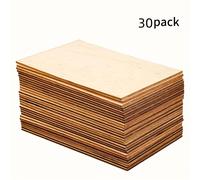 TEMU 30 Piezas de Láminas de Madera Sin Acabar para Manualidades y Decoración del Hogar, Paneles Rectangulares de Madera para Pintar, Grabar y Proyectos, Piezas de Madera Natural