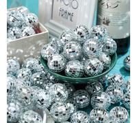 TEMU 30 Piezas de Mini Bolas de Disco - Adornos Colgantes de Vidrio Reflectante Plateado para Fiestas de los 70, Decoración Estética para Habitaciones, Decoraciones Navideñas y de Fiestas