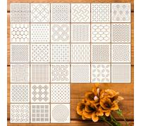 TEMU 30 Piezas de Plantillas Geométricas para Bordado , Reutilizables con Patrones Texturizados para Proyectos DIY, Estuches de Plástico para Dibujo de Puntos Ideales en Madera, y Decoración del Hogar
