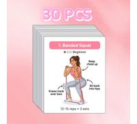 TEMU 30 tarjetas de entrenamiento con banda de resistencia - Set de guía de ejercicios ilustrada | Tarjetas didácticas de entrenamiento de de cuerpo completo, aptas para el hogar y viajes