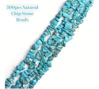 TEMU 300 cuentas de azul - Chips naturales de 5-8 mm, piedras de cristal irregulares para hacer joyas - Adecuadas para pulseras, aretes y collares.