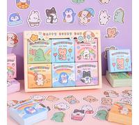 TEMU 300 Hojas de Stickers de Animales de Washi - 6 Patrones, Material de Collage Mini DIY para Cuadernos de Bala, Planificadores, Cuadernos y Botellas de Agua