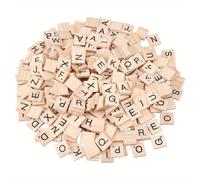 TEMU 300 piezas de fichas de A-Z adecuadas para Scrabble, juegos de crucigramas, deletreo, construcción - Aprendizaje del alfabeto de madera para los niveles de habilidad