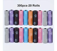 TEMU 300 unidades/20 rollos, 600 unidades/40 rollos Bolsas para de Perro con Diseño de Patas de Dibujos Animados en Colores Surtidos, Bolsas para Desechos de Mascotas