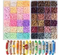TEMU 3000 piezas/1 / 6000 cuentas/ 2 ¡cajones! Juego de Cuentos Únicicos en Arcilla , Colores para Hacer Pulsera y Collar Bohemio DIY, 24/'48 , ¡Kit Completo
