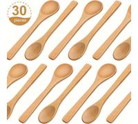 TEMU 30pcs Cucharas de Madera Mini Cucharas Pequeñas para Sopa Cucharas de Servir Cucharas para Condimentos Cucharadita de Madera para Miel para Condimentar Aceite Café Té