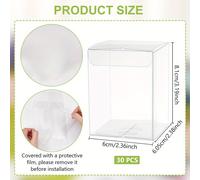 TEMU 30pcs de Plástico Transparente PVC para Regalo, Plegable Impermeable Rectangular Transparente 6x6.05x8.1cm Desplegada: 20.4x12x0.1cm, Set de Suministros para Manualidades Hechas a