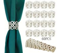 TEMU 30uds/60uds Anillos de servilleta redondos 3D desechables con diseños dorados recortados con láser, ideales para decoraciones de mesa de boda