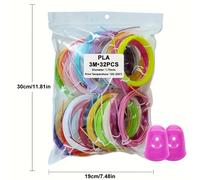 TEMU 32 colores/20 colores/10 colores Bolígrafo 3D 1.75mm consumibles PLA, 10 pies por color, total 320 pies/200 pies/ pies, con 2 fundas para los dedos, color aleatorio