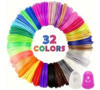 TEMU 32 colores/22 colores/12 colores de filamento PLA para bolígrafo 3D, 1.75 mm, 10 pies por color, total 320 pies/220 pies/, 2 fundas para dedos, colores aleatorios