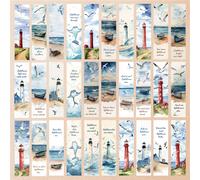 TEMU 32 Marcadores | Citas de Faros y Playa, Marcadores de Papel de Acuarela Multicolor, Regalo para Amantes de los Libros, , Profesores, Ideal para de Navidad y a Clases