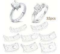 TEMU 32 Piezas Ajustador de Talla Invisible para Anillos - 8 Tamaños, y Protectores Plásticos para Anillos Sueltos