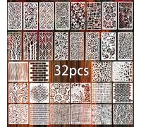 TEMU 32 Piezas de Plantillas Geométricas Reutilizables - Plantillas Resistentes y Apilables para Pintura, Manualidades, en Piedra y Decoración de Paredes - Multiuso para Actividades Artísticas