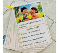 TEMU 32 Tarjetas de Aprendizaje de Inglés de Cara (64 Páginas) - Tarjetas Didácticas Interactivas de Preguntas y Respuestas con Imágenes, Vocabulario de y Práctica de Expresión Oral