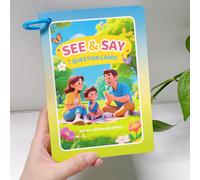 TEMU 32 tarjetas de preguntas en inglés con 64 lados; tarjetas de con imágenes y en inglés; tarjetas divertidas de asociación de imágenes para entrenamiento oral en inglés