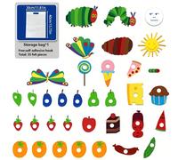 TEMU 35 piezas "El Muy Hambriento por " Juego de Material Didáctico de Fieltro, Delantal de Libro de Cuentos para Interactivo, Narración en el Aula, Cierres de Gancho y Bucle y Bolsa de Almacenamiento