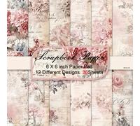 TEMU 36 Hojas de Papel para Scrapbooking - Cartulina Gruesa de 6×6'' con Patrones, Texturas, Páginas Escritas a , Colores y Degradados Ombre para Scrapbooking, Junk Journals y de Collage