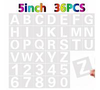 TEMU 36 piezas de plantillas de del alfabeto grande y plantillas de números, plantillas de reutilizables para pintar en madera, pared, tela, roca, pizarra, vidrio de 3/4/5 pulgadas