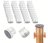 TEMU 36 Piezas de Protectores para Patas de Sillas Redondos con Base de Fieltro, Tapones para Pisos de Madera, Protector de Patas para Taburetes y Mesas de Comedor, Reduce Ruido y No , Transparente