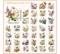 TEMU 36 piezas/set Calcomanías de Transferencia Térmica DTF de Mariposas y Flores Acuarela, Lavables, Diseños para Planchar, Parches de para Ropa, Camisetas, Mascarillas, Mochilas DIY