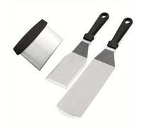 TEMU 3pcs/4pcs, Espátula de Metal de Acero Inoxidable y Raspador - Juego de Espátulas de Chef Profesional para Plancha - Accesorios de Resistencia Ideales para Sartén de Hierro Fundido y Parrilla para