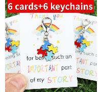 TEMU 3pcs/6pcs Tarjetas de Agradecimiento Inspiradoras con Llavero de Rompecabezas del Autismo - Un Pequeño Regalo para Recordarles a y la y
