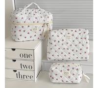 TEMU 3pcs Bolsa de Cosméticos Acolchada de Salsa de Frutas, Bolsa de Almacenamiento de Moda Original de , Bolsa de Cuidado de la Piel de Gran Capacidad Portátil