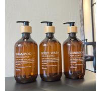 TEMU 3pcs Botellas de Plástico Reutilizables de 16.91oz, Estampadas para Champú, Gel de Ducha, Acondicionador - Sin Perfume, Contenedores con Acción de Bomba para Baño
