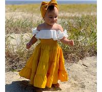 TEMU 3pcs Conjunto para Niña Pequeña: Blusa Sin con Cintura , Falda Maxi con Volantes y