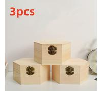 TEMU 3pcs de almacenamiento hexagonal de madera para regalo, cajas de joyería, Cajas de almacenamiento para organizar