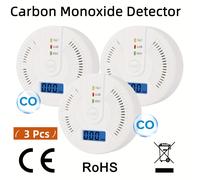 TEMU 3pcs Detectores de Monóxido de Carbono Portátiles con Pantalla Digital - Funcionan con Batería, , Diseño Compacto para Monitoreo de Seguridad en el Hogar