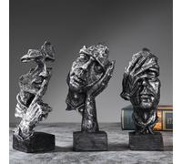 TEMU 3pcs Estatua del , Decoración de Dorado, Decoración Creativa de Habitación , Adorno para Oficina en Casa y Estudio, Estatua Mini de Cara, Puede Oír, Puede Ver, Puede