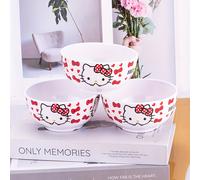 TEMU 3pcs Sanrio Hello Kitty Plastic Bowls Set, Cute Cartoon Anti-Scald Snack Supplement Bowls, Ideal for Home, Dorm, Picnic Use