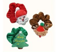 TEMU 3pcs Scrunchies Navideños Festivos - Diseños de , Reno y Papá Noel con Motivo de " Navidad" - Elásticos de Tela para Decoraciones Navideñas, Decoraciones de Navidad