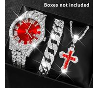 TEMU 3pcs/Set Reloj de Cuarzo Elegante para Hombre, Reloj + 2pcs Set de Joyería, Selección de Relojes para Hombres con Estilo