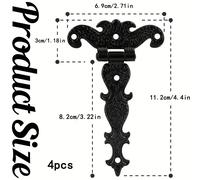 TEMU 4/8 piezas Bisagra en T, Herrajes de Bisagra de Resistencia, Bisagras Decorativas Vintage Negras para Puertas de con Tornillos
