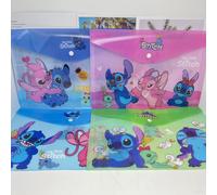TEMU 4 Bolsas Organizadoras de Documentos Disney Stitch con Cierre a Presión, Fundas PVC para Archivos