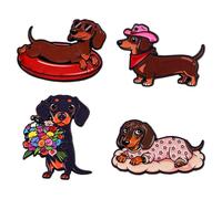 TEMU 4 broches de esmalte de perro salchicha Kawaii | broches para solapas, regalos, broches, insignias para mochilas, broches para ropa y joyería