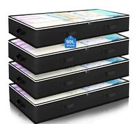 TEMU 4 Cajas de Almacenamiento la Cama con Vista Superior, para Juguetes, Zapatos, Mantas, Almacenamiento de Sofá y Organizador de Ropa con Asa Duradera, Almacenamiento la Cama