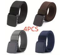 TEMU 4 cinturones tácticos para exteriores para hombres y mujeres, cinturones de pantalón de nailon para y adultos, cinturones de lona con hebilla de plástico transpirable, moda casual, y única