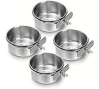 TEMU 4 comederos de acero inoxidable para loros, desmontables y colgantes, para aves medianas y pequeñas para alimentar y dar agua, sin batería