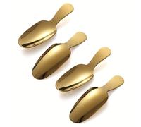TEMU 4 cucharas de postre, cucharas de sal de acero inoxidable, cucharilla corta para café, mini cucharitas de té para frascos pequeños, , miel, especias, helado, (Dorado/Plateado)