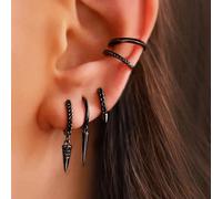 TEMU 4 de Aretes Mini Aro Góticos con Púas para Mujer - Aros Jumbo Punk con Púas para Festivales de y Fiestas, Estilo para Uso Diario (Sin Baño) - Juego de 4 Piezas para Estilo Gótico y Uso Cotidiano
